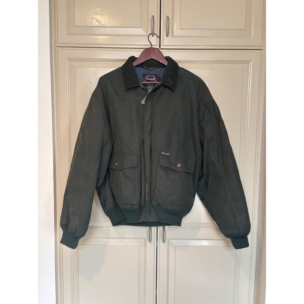 Faconnable Albert Goldberg Mens Green Bomber Jacket Corduroy Collar Size L